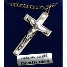 Crucifix Sterling Silver & Stainless Chain